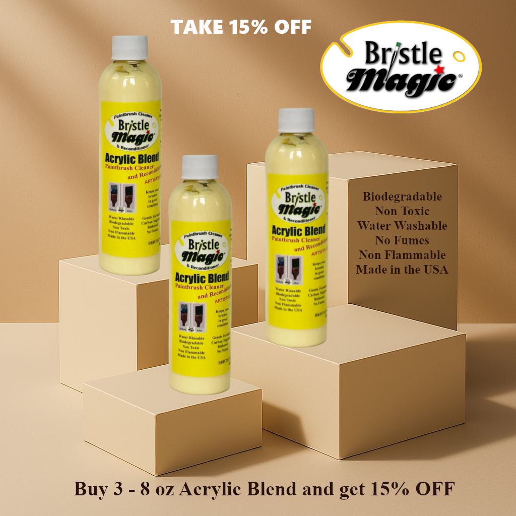 Bristle Magic Paintbrush Cleaner 8 oz Triple Purchase 15% OFF Acrylic Formula