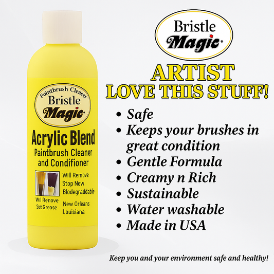 Best Artist Acrylic Paintbrush Cleaner | Bristle Magic | 8 oz
