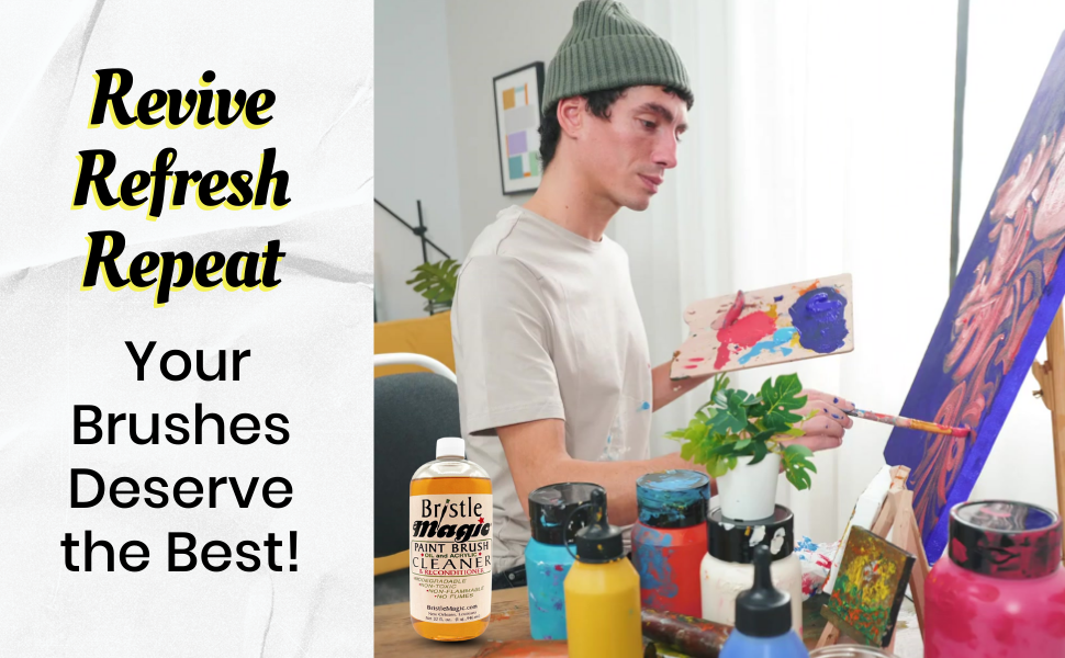Biodegradable Artists Paint Brush Cleaner for Oil | Bristle Magic | 32 oz