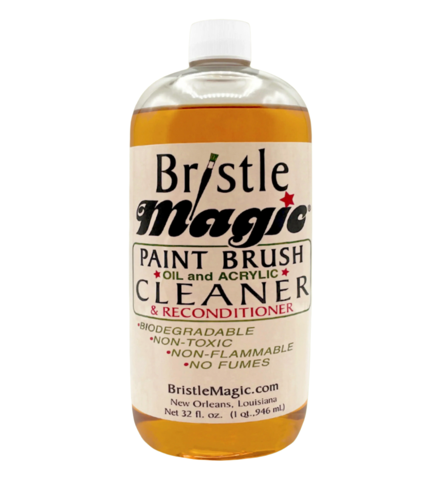 Biodegradable Artists Paint Brush Cleaner for Oil | Bristle Magic | 32 oz