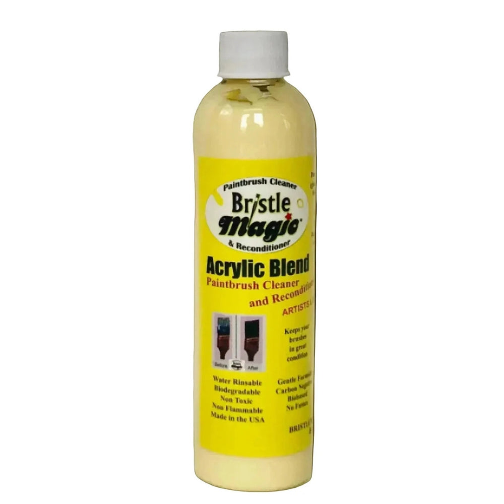 Bristle Magic acrylic blend paintbrush cleaner bottle on a white background